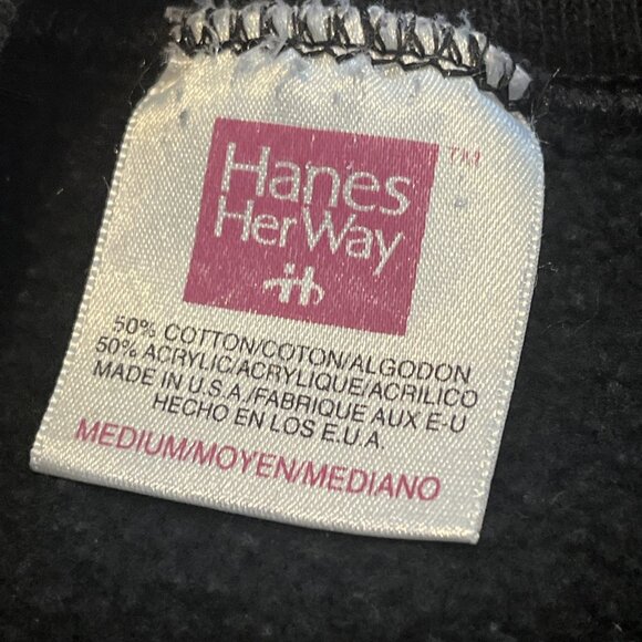 Santa Claus Sweatshirt SZ Medium Black Appliqué Hand Painted Southwestern Vtg - Picture 7 of 10